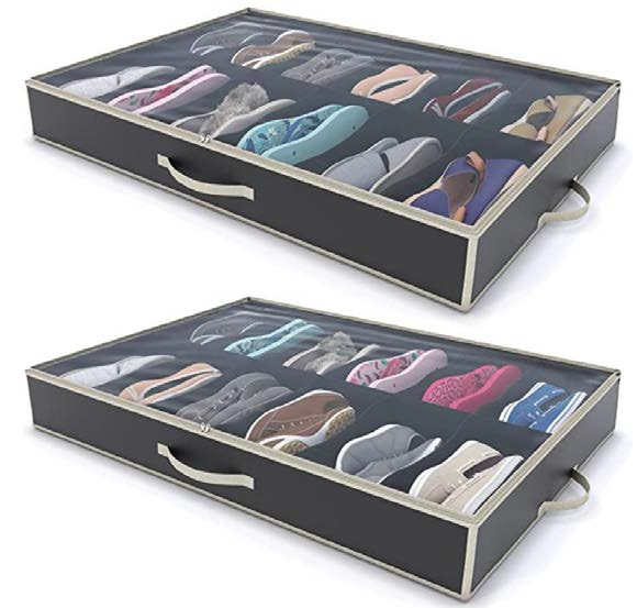COOLTEX Under Bed Multi-grid Fabric Shoe Storage Box