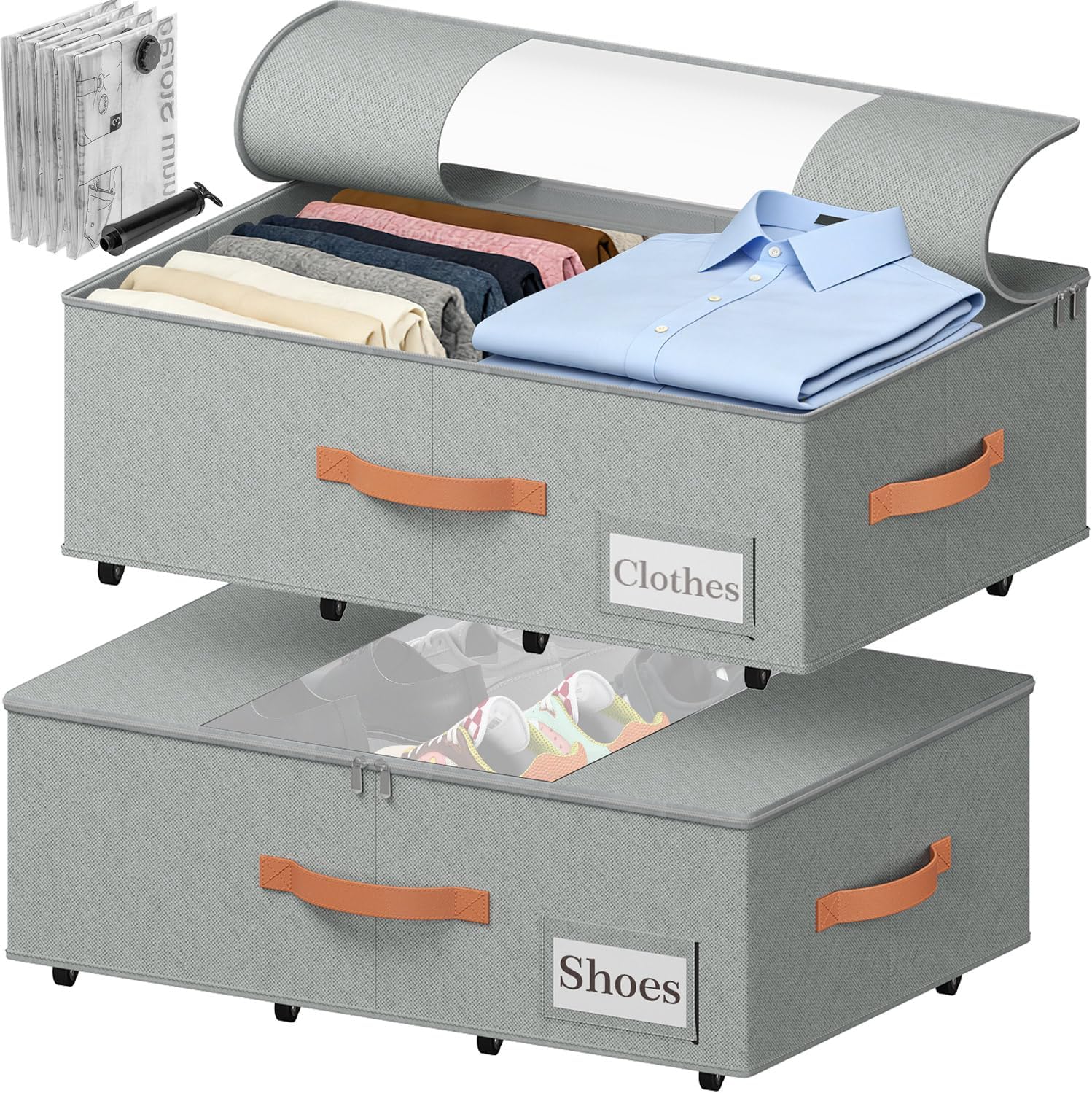 COOLTEX Wheeled Under Bed Pullable Storage Tote